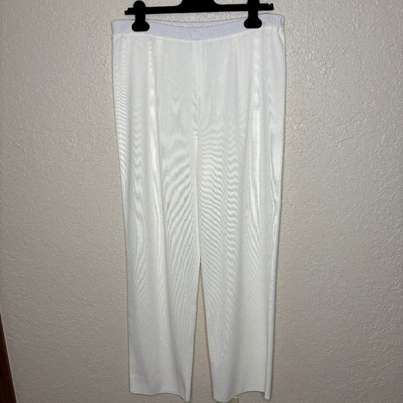 Misook White Pull On Straight Leg Knit Pants Career Women's Size Extra Large - Picture 1 of 8